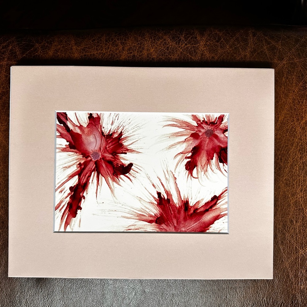 Hand made Abstract magenta alcohol ink painting